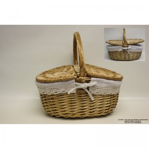 DestiDesign Oval Cover Willow Picnic Basket with Cloth Lining ESTI1005